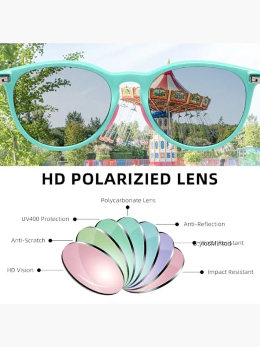 Kids Polarized Sunglasses Vintage Round UV400 Protection for Boys Girls 5-12